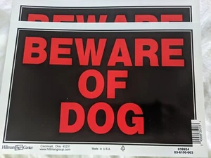(Lot of 4), Beware of Dog L 12" x W 8" Durable Plastic, Weatherproof NEW - Picture 1 of 1