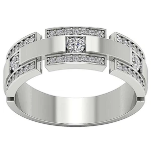 Lab Grown Round Diamond VS F 0.85 Carat 10K Gold Men's Engagement Wedding Ring - Picture 1 of 10
