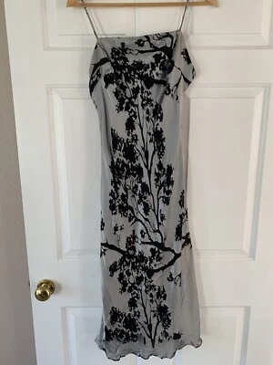 Vestido Arden B Sexy Seda Negro Midi Noche Drapeado Talla 8 Foto 1 de 4