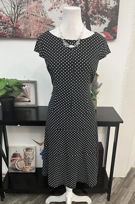 Vestido vaquero Anne Klein para mujer talla 8 lunares manga corta cremallera trasera Foto 1 de 4