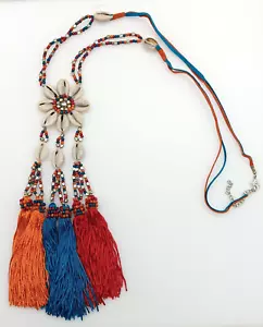 Mia Collection Tassels & Metal Beads Seashell Fashion Necklace 23" Length - New - Picture 1 of 6