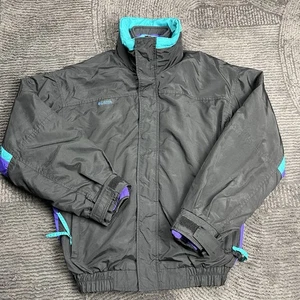 Vintage Columbia Bugaboo Jacke Herren klein schwarz türkis lila hergestellt in den USA 90er Ski - Bild 1 von 8