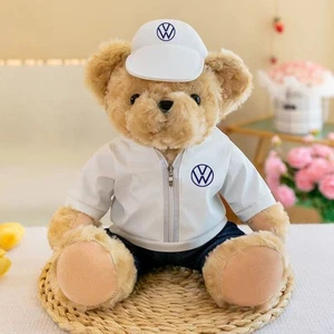 Car Badge Bear Plush Toy - Cute Animal Doll with Emblem Themed Outfit New - Picture 1 of 10