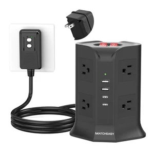 2 Prong GFCI Power Strip with 8 Outlets, 4 USB Ports(2 USB C & 2 USB A), 2 Pr... - Picture 1 of 8