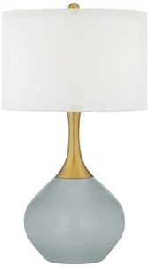 Color Plus Nickki Brass 30 1/2" Modern Uncertain Gray Table Lamp - Picture 1 of 5