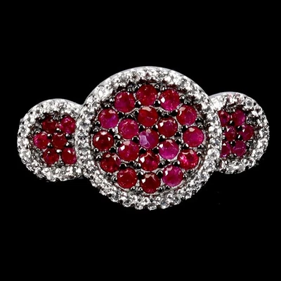 925 Sterling Silver Ring Ruby Round Diamond Cut White Topaz Gemstone Jewelry 7 - Image 1 of 4