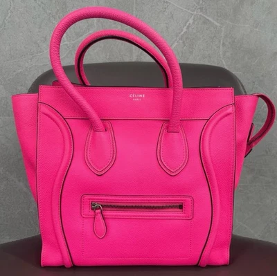 *XMAS SALE*RARE CELINE NEON PINK 30CM MINI Luggage Bag Drummed Calf Leather - Image 1 of 4