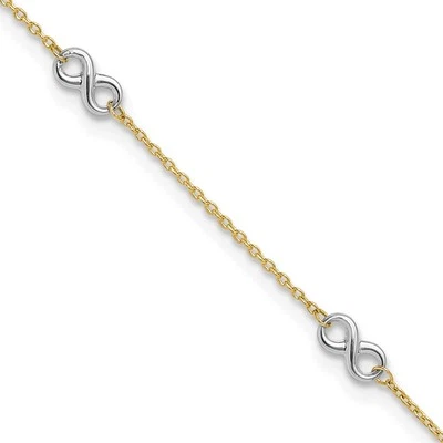 10K Gold Two-tone Polished Infinity Anklet Adjustable 9 Inch - Image 1 of 3
