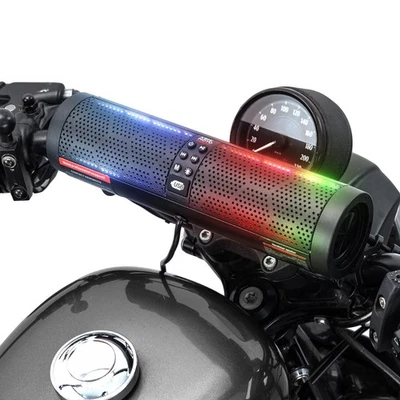 Motorcycle Sound Bar Stereo 4 Speakers Audio System Bluetooth W/ RGB LED Light - Image 1 of 4