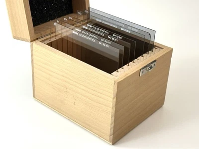 Lot of 7 Sinar Color Control 4" Resin Filters w/ Box - 81-81A-NDs - Image 1 of 4