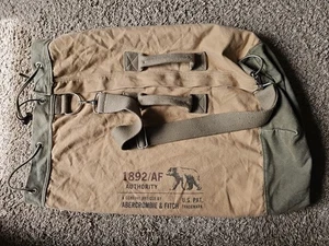 Abercrombie Canvas Seesack Fitnessstudio Reisen Militär Reißverschluss khaki abgenutzt Vintage (J4 - Bild 1 von 12