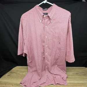 Chemise homme Nautica rouge à carreaux boutonnée devant manches courtes taille 2XL 100% coton - Photo 1/8