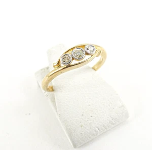 18ct Gold Diamond Ring Three Stone Crossover Vintage Size H with Gift Box - Picture 1 of 10