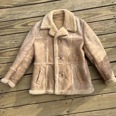 Vintage 70’s Coda Nova Leather Sherpa Coat Men’s 42 (see Measurements) - Image 1 of 4