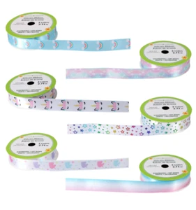  Lot Of 4 Unicorn Ribbon For Crafts Birthday Bow Pink Blue NEW - Picture 1 of 8