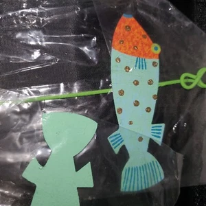 1 Fish Garden Stake Marker Turquoise, Orange And Gold Dots New - Picture 1 of 2