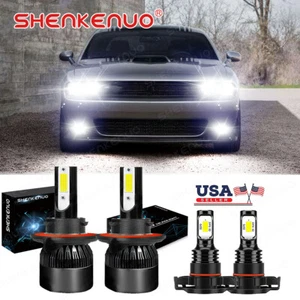 For Dodge Challenger 2009-2014 6000K White LED Headlights & Fog Light Bulbs KIT - Picture 1 of 12