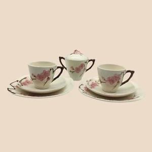Metlox Poppy Trail Peach Blossom Cup Saucer Plates Sugar Bowl Set USA California - Picture 1 of 18