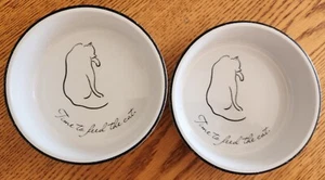 Vintage Der Affe und der Hausierer Liz Ross Minou weiße Katze Silhouette Schüsseln 6" - Bild 1 von 6