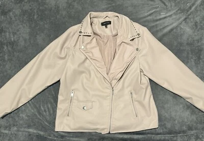 New Look Blush Pink Faux Leather Motorcycle Jacket Womens Studded Biker 1X size - Image 1 of 4