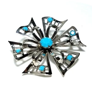 Broche atómico de estrás turquesa en capas Starburst molinete moderno vintage - Imagen 1 de 7