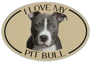 Imán de foto de raza de perro ovalado - I Love My Pit Bull (Pitbull) - pegatina - Imagen 1 de 1