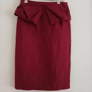 New Red Pencil Skirt Size Large Stretch Back Zip Closure WITH BOW Grace Karin - Picture 1 of 5