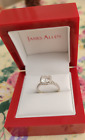 James Allen 14K White Gold Cushion Outline Pave Gallery Lab Created Diamond Ring