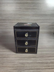 Vintage Japanese Lacquer Jewelry Box Hand Crafted By Otagiri 3 Drawers & Mirror - Picture 1 of 7
