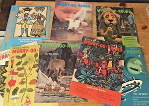 1966 Scholastic Merry Go Round Magazine 8 Issues Childrens Kids Education Lot - Picture 1 of 9