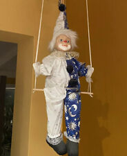 Vintage Marionette Porcelain Faced clown on swing