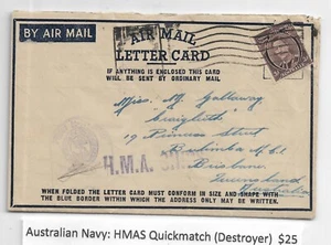 1945 Australian Navy Destroyer HMAS Quickmatch to Brisbane (M7188) - Picture 1 of 4