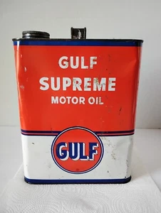 Olio motore GULF SUPREME vintage anni 50 lattina olio metallo 2 galloni - Foto 1 di 12