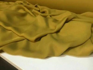 NEU Hochwertiger Designer Senffarbener Chiffon Krepp Stoff Stoff Material - Bild 1 von 5