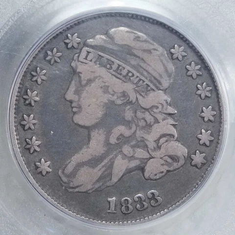 1833 Capped Bust Dime, PCGS VF-20, Inexpensive Early Type Coin Cover