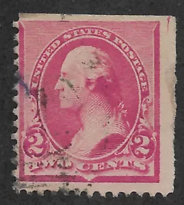 US # 220a (1890) 2c-Used-Fine-EFO: Guide Line Arrow Tip - 1/400 {Scarce/Rare} - Picture 1 of 3