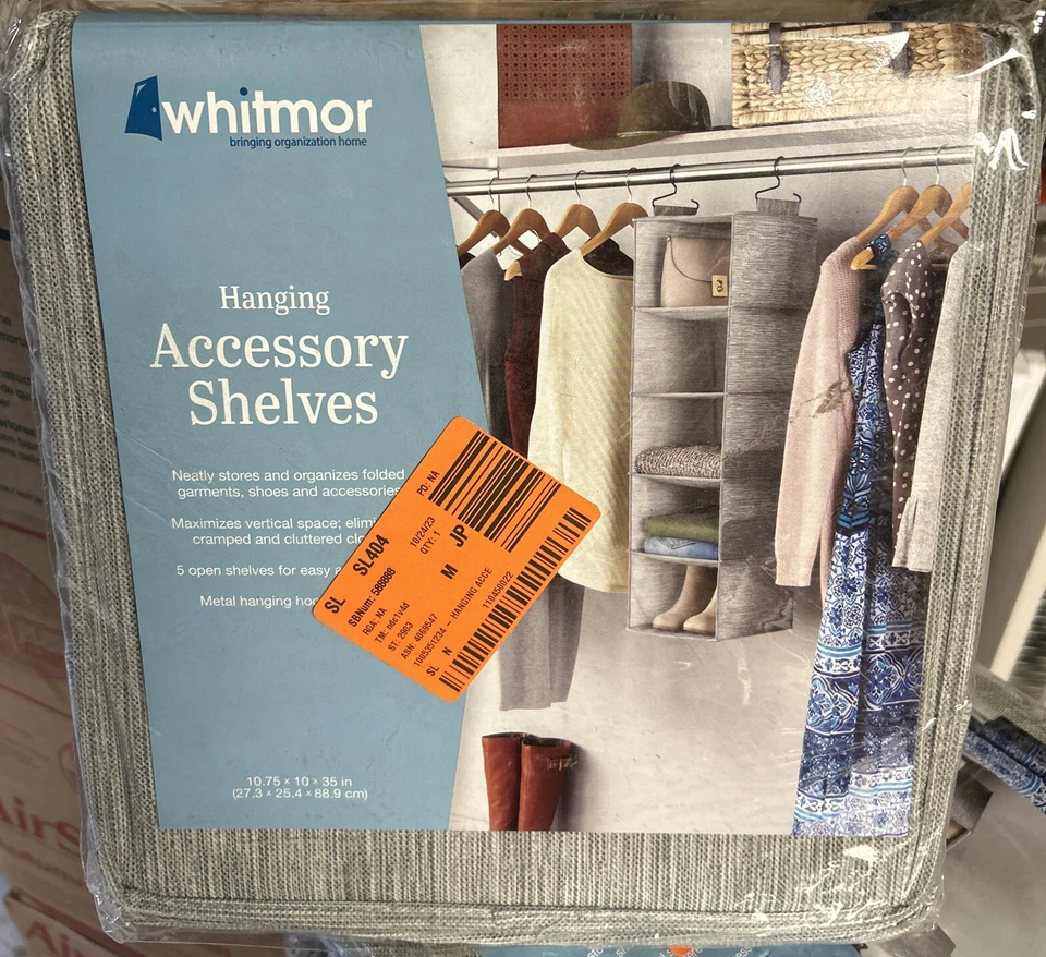 Whitmor Hanging Accessory Shelves 5 Open Shelves