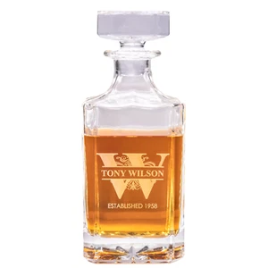 Personalized Whiskey Decanter – 750ml Engraved Whisky Decanter Glass And Stopper - Picture 1 of 8