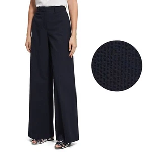 Pantalón Theory Seersucker cintura alta pierna ancha en azul marino talla 8 - Imagen 1 de 5