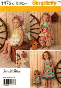 Simplicity Sewing Pattern 1472 Girl Dress Size 1/2-4 Ruffle Pants Top Sarah Rose - Picture 1 of 2