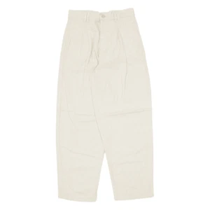 DANNY STONES Pleated Girls Trousers Beige Regular Tapered Linen W24 L25 - Picture 1 of 6