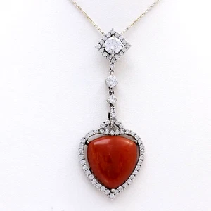 Suzanne Somers Sterling Silver Diamonique Agate Heart Pendant Necklace 20in - Picture 1 of 8
