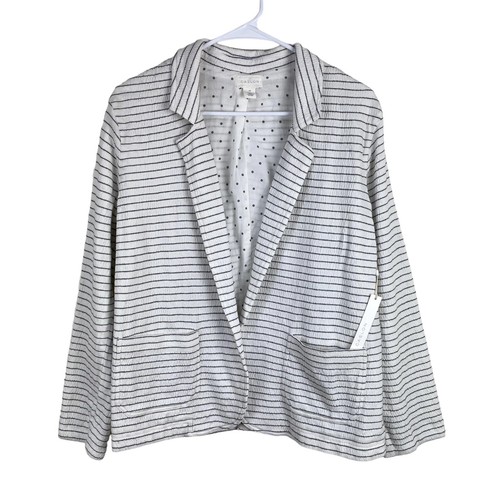 OFF WHITE Cardigan giacca aperto cotone Caslon Nordstrom bianco sporco nero donna nuovo con etichette taglia XS