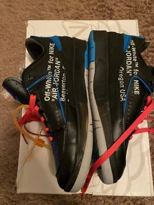 Tamanho 7.5 - Off-White x Air Jordan 2 Retro SP Preto Baixo Varsity Royal - Imagem 1 de 4