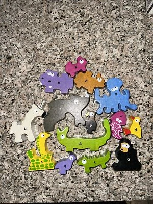 BeginAgain Animal Parade Puzzle Wooden Alphabet Replacement Pieces READ DESCRIP - Image 1 of 4