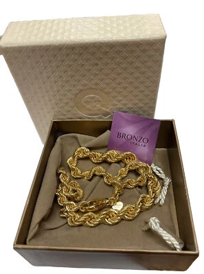 QVC BRONZO ITALIA SOLID BOLD TEXTURED GRADUATED ROPE NECKLACE 18” LONG NEW - Image 1 of 4