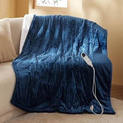 Heated Blanket Electric Throw - Thick Striped Flannel Electric Blanket, Heating - Image 1 of 4