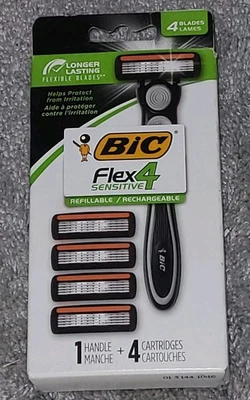 Maquinilla de afeitar desechable BIC Flex 4 Sensitive para hombre - 1 mango recargable + 4 cartuchos Foto 1 de 3
