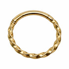 9ct Gold Nose Ring Twisted Rope Hinged Hoop 18g (1.0mm) Daith Tragus Septum Gold