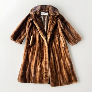 Vintage I.Magnin durchgehender Nerz Pelz Trenchcoat Jacke mittelbraun Mob Frau elegant - Bild 1 von 15